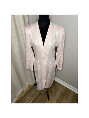 Vintage Michael Blair Light Baby Pink Striped Button Up Dress 11/12